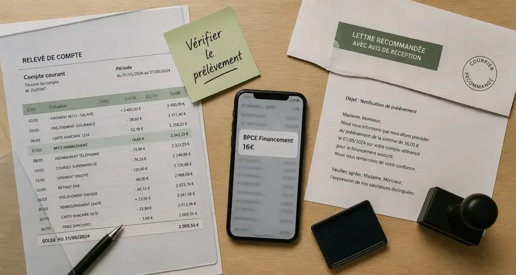 Vérifier bpce financement prélèvement 16 euros