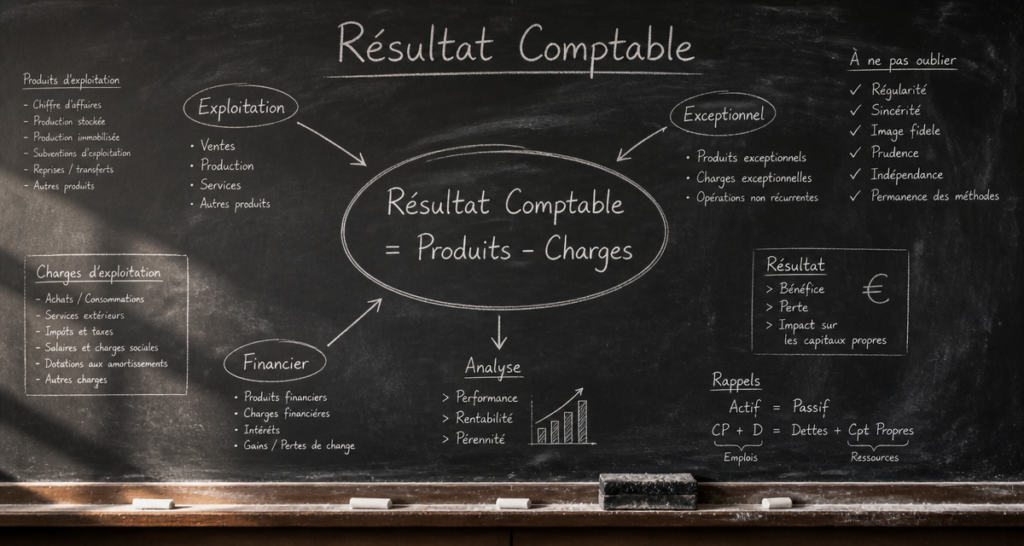 calculer le résultat comptable schéma tableau