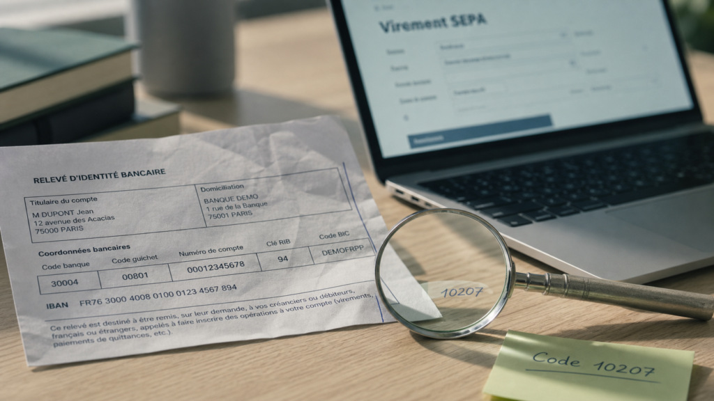 Code banque 10207 sur RIB, vérification coordonnées bancaires