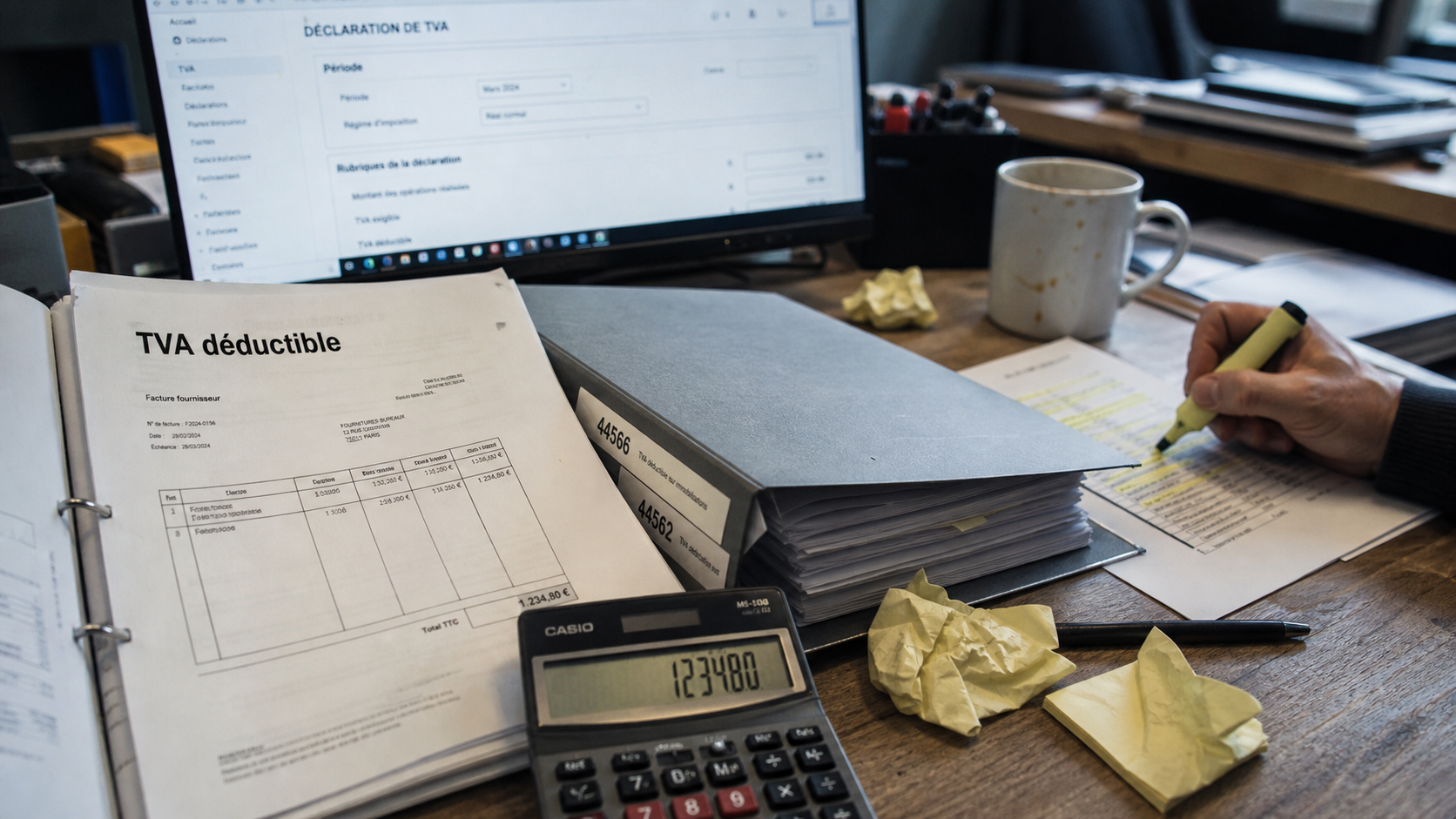 compte tva deductible 44562 44566 : TVA déductible et factures au bureau