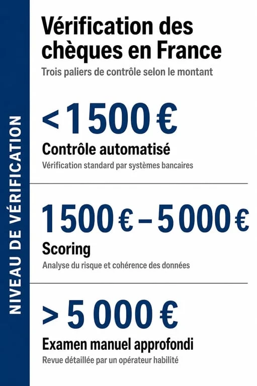 Infographie des seuils de vérification réglementaire d'un chèque en France