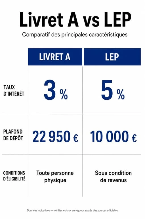 Comparatif Livret A et LEP : taux, plafonds et éligibilité pour optimiser son épargne