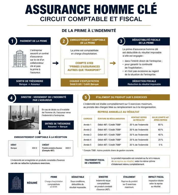 Schéma comptable et fiscal de l'assurance homme clé pour entreprise