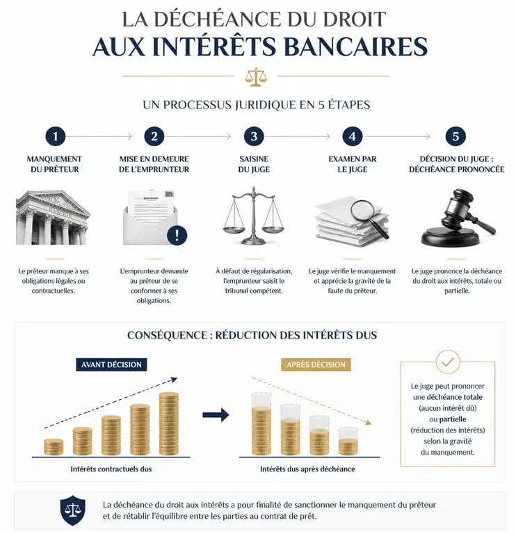 Schéma explicatif de la procédure de déchéance du droit aux intérêts bancaires