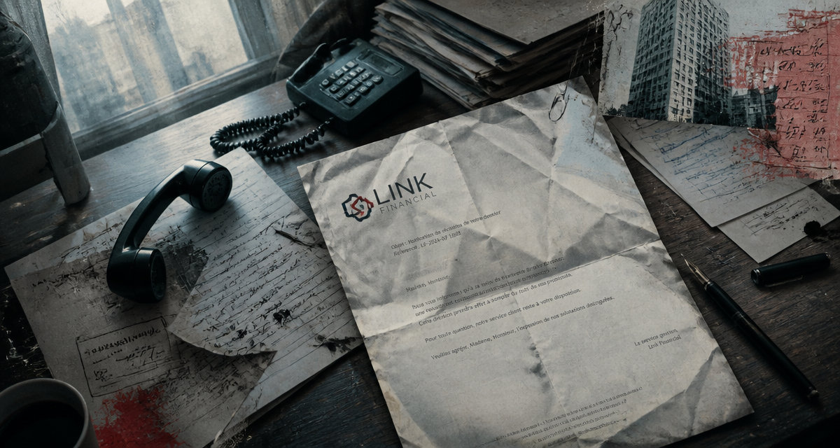link financial avis lettre relance sur bureau