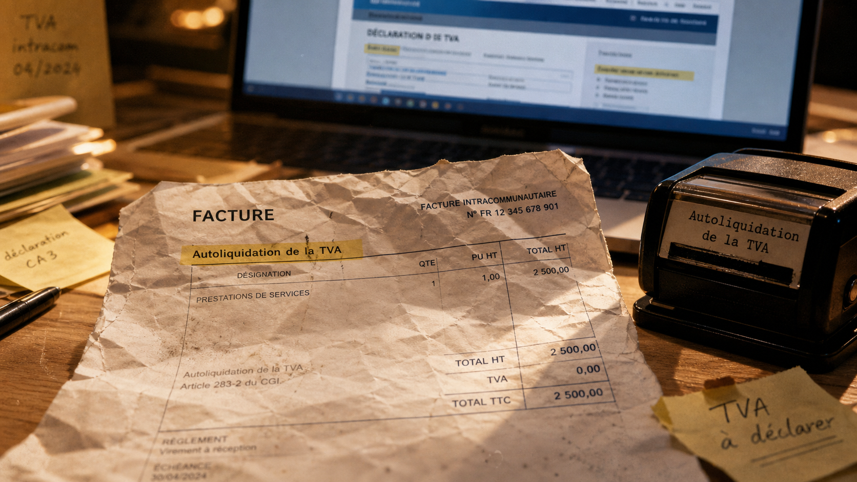 tva autoliquidation article 283-2 : facture HT BTP et importations sans erreur