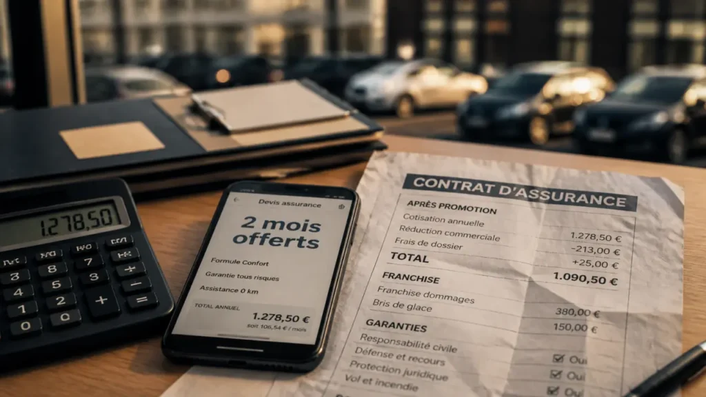Assurance auto pas cher 2 mois offert : devis, prix, garanties et franchise
