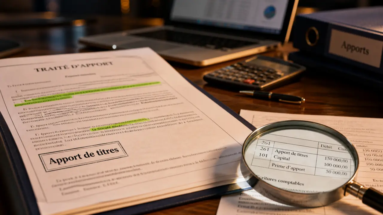 Comptabilisation apport de titres à une société holding : écritures et prime d’apport