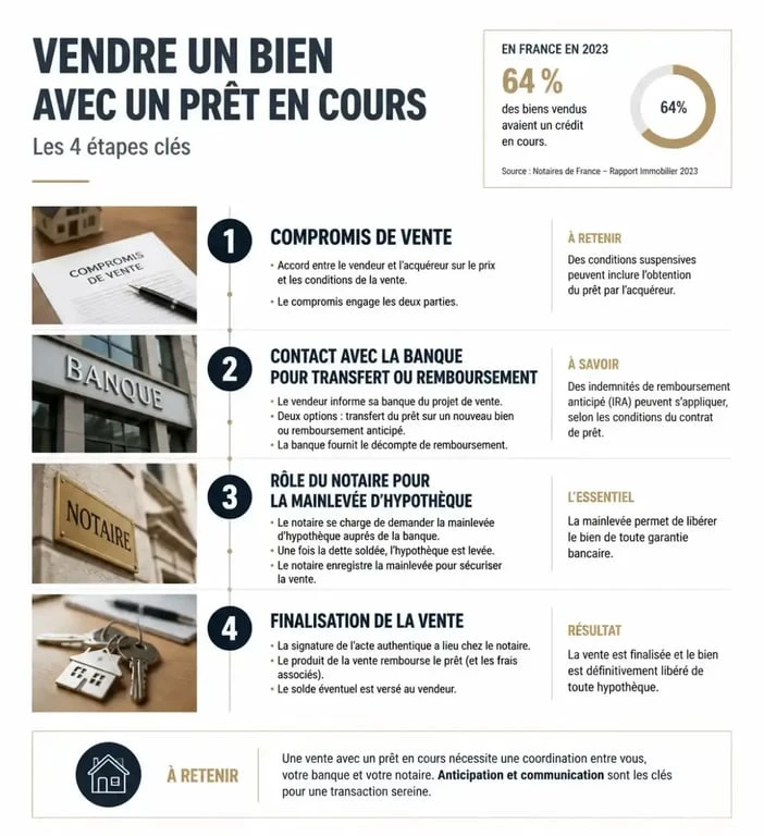 Étapes de la vente immobilière avec prêt en cours et remboursement anticipé