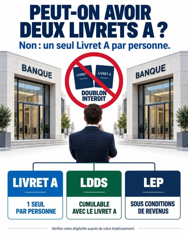 Peut-on avoir 2 livrets A : infographie sur le Livret A, le LDDS et le LEP cumulables