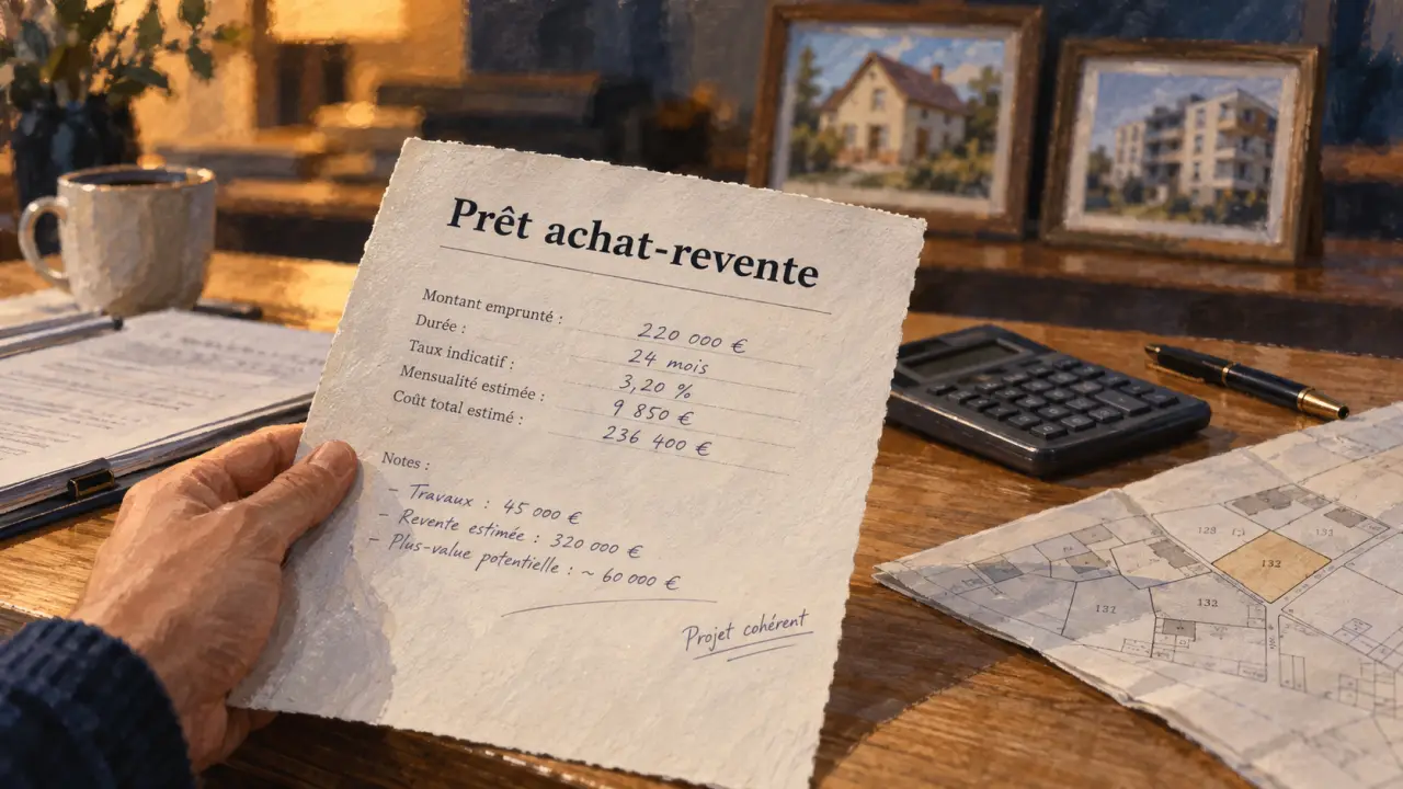 Pret achat revente : mensualité unique avant vendre, dossier de prêt et calculatrice