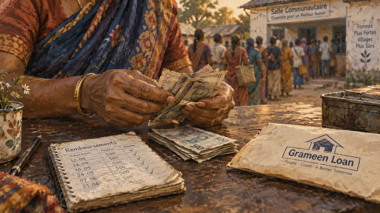 grameen bank : mains comptant billets pour un prêt sans garantie aux plus pauvres